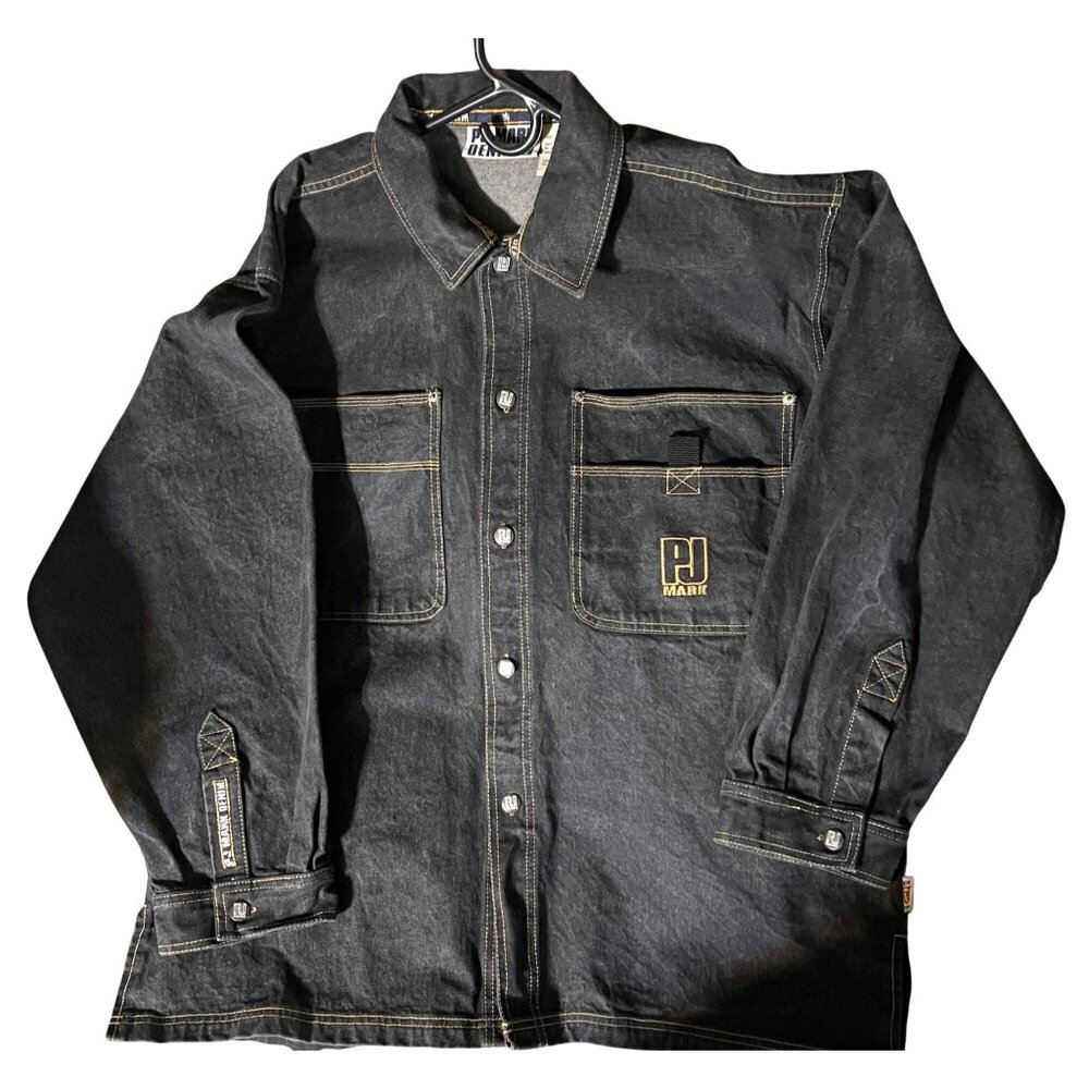 PJ Mark Button-Up Jacket 2XL Black Denim Multiple Pockets